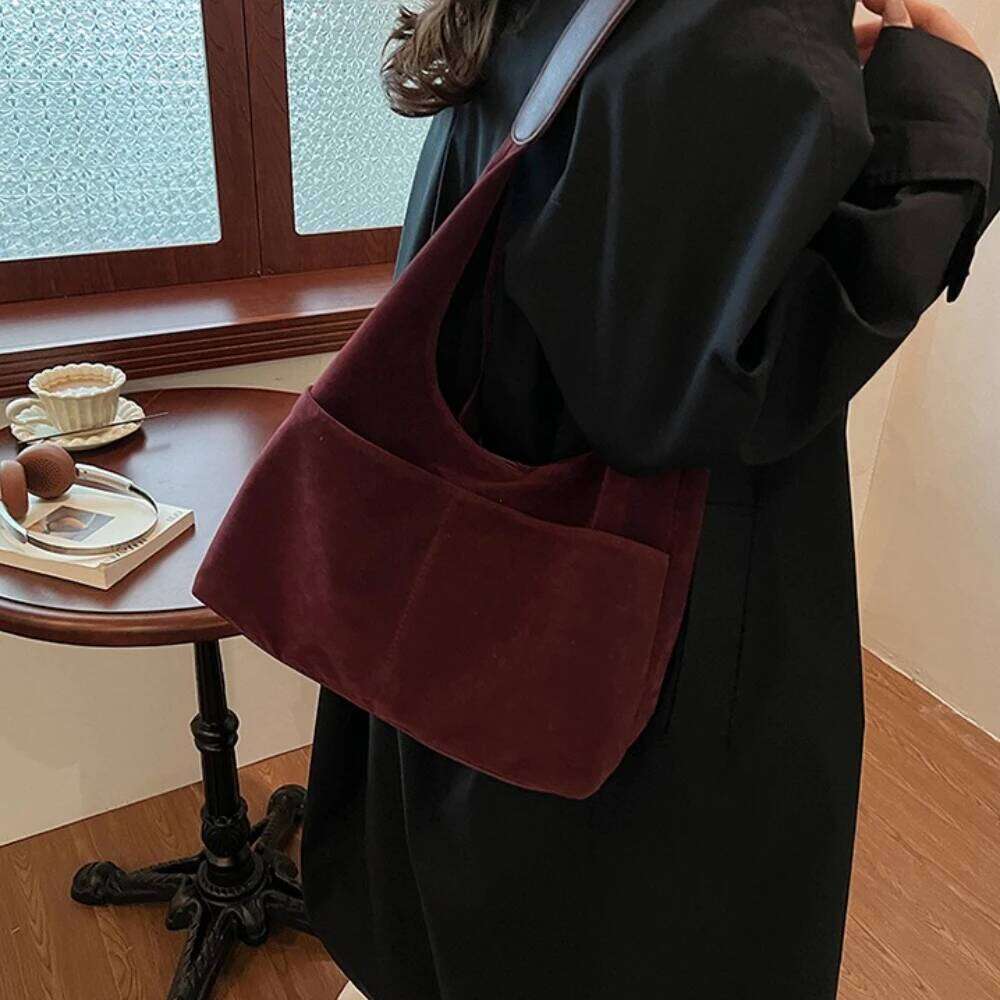 2-IN-1 Underarm Shoulder Sets for Women Faux Suede Multi Pockets Large Capacity Shopper Tote Bag 2026 Latest Handbags Y260204