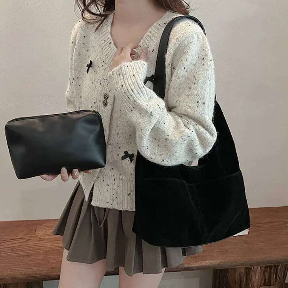 2-IN-1 Underarm Shoulder Sets for Women Faux Suede Multi Pockets Large Capacity Shopper Tote Bag 2026 Latest Handbags Y260205