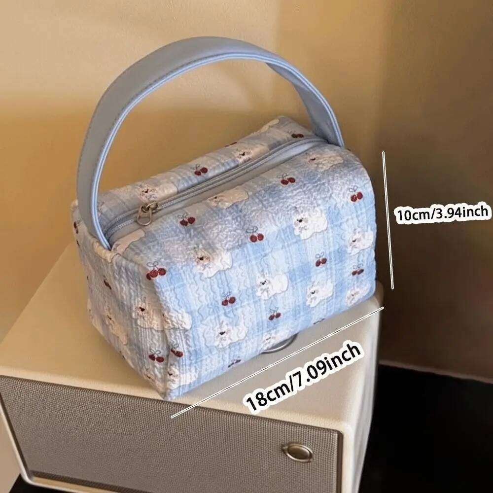 Cartoon Dog Printed Women's Large Capacity Cosmetic Organizer Bag Portable Travel Handbag Makeup Storage Y260206