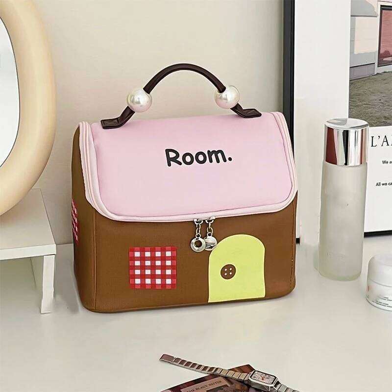 Cute Macaron House Women Tote Cosmetic Large Capacity Makeup Toiletry Storage Pouch Portable Kawaii Girls Clutch Bag Gift Y260206
