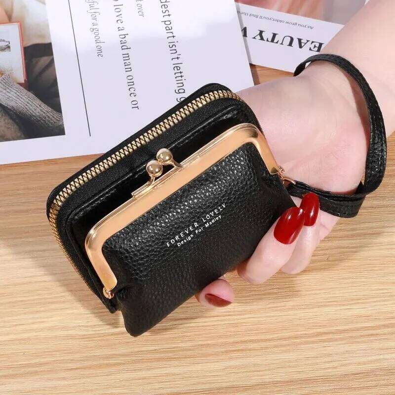 Women's Fashion Wrist Strap Short Zero Wallet Large Capacity Coin Multiple Positions Card Bag Money Clip Y260206
