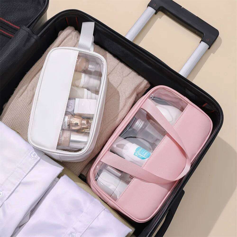 High aesthetic ins style waterproof PVC handbag New Transparent Handheld Makeup Bag Large capacity portable toiletry bag Y260206