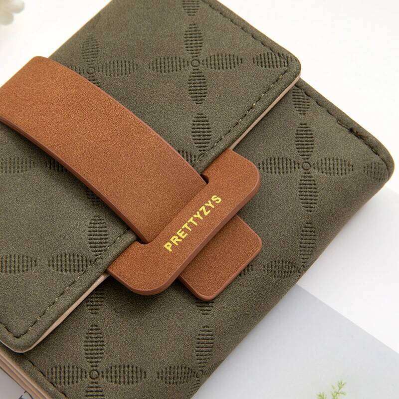 Explosive purse female Korean PU plaid buckle simple multi-card folding triple fold bag large capacity student ladies daily trav Y260206