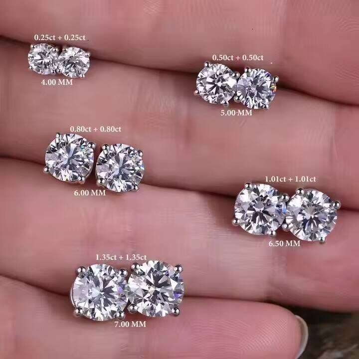 Custom Carats Shapes IGI Certified Studs Wholesale 9K 10K 14K 18K Solid Gold Lab Grown Diamond Earrings