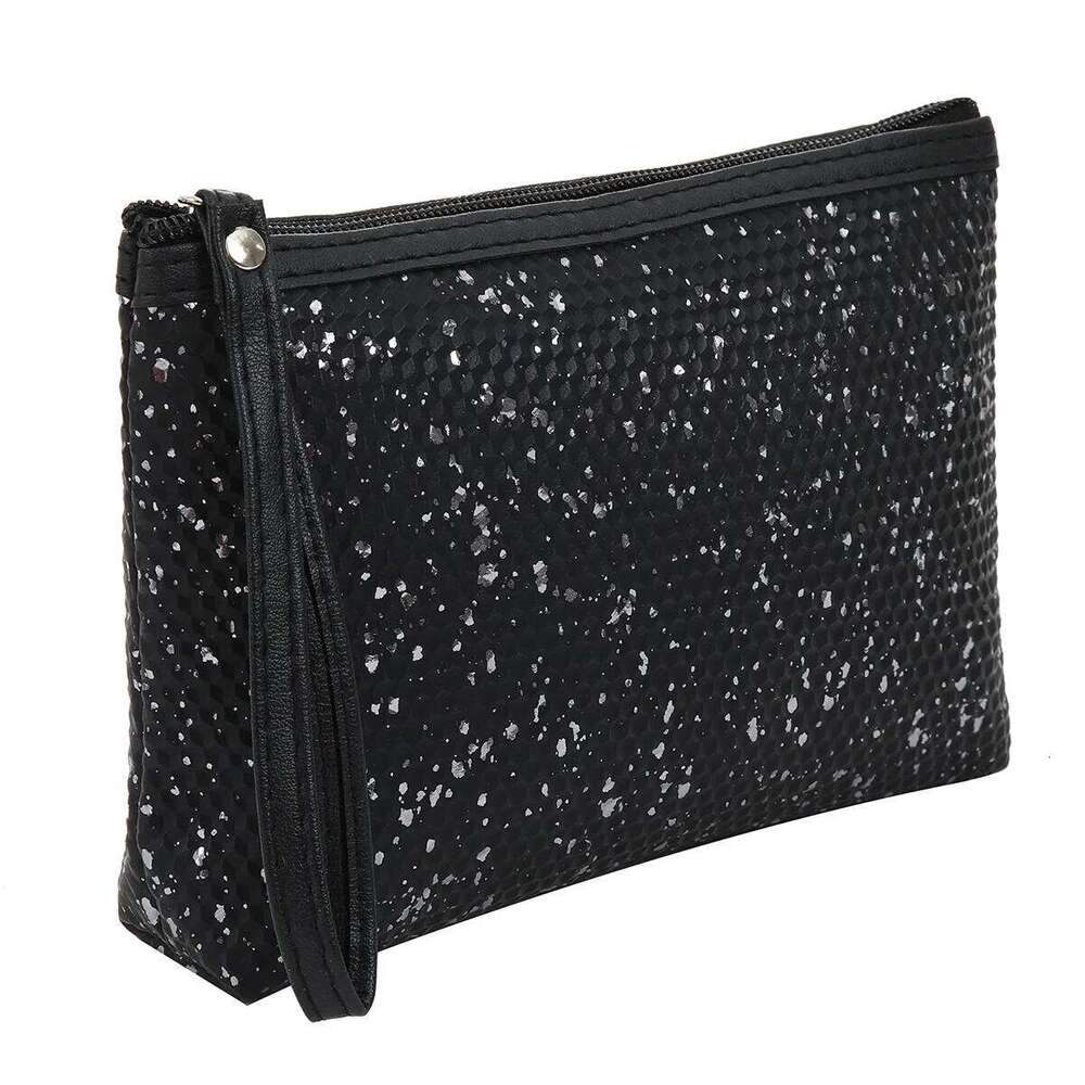 New Fashion sequin PU Leather Cosmetic Large Capacity Portable Women's Handheld Makeup Storage Bag Y260206