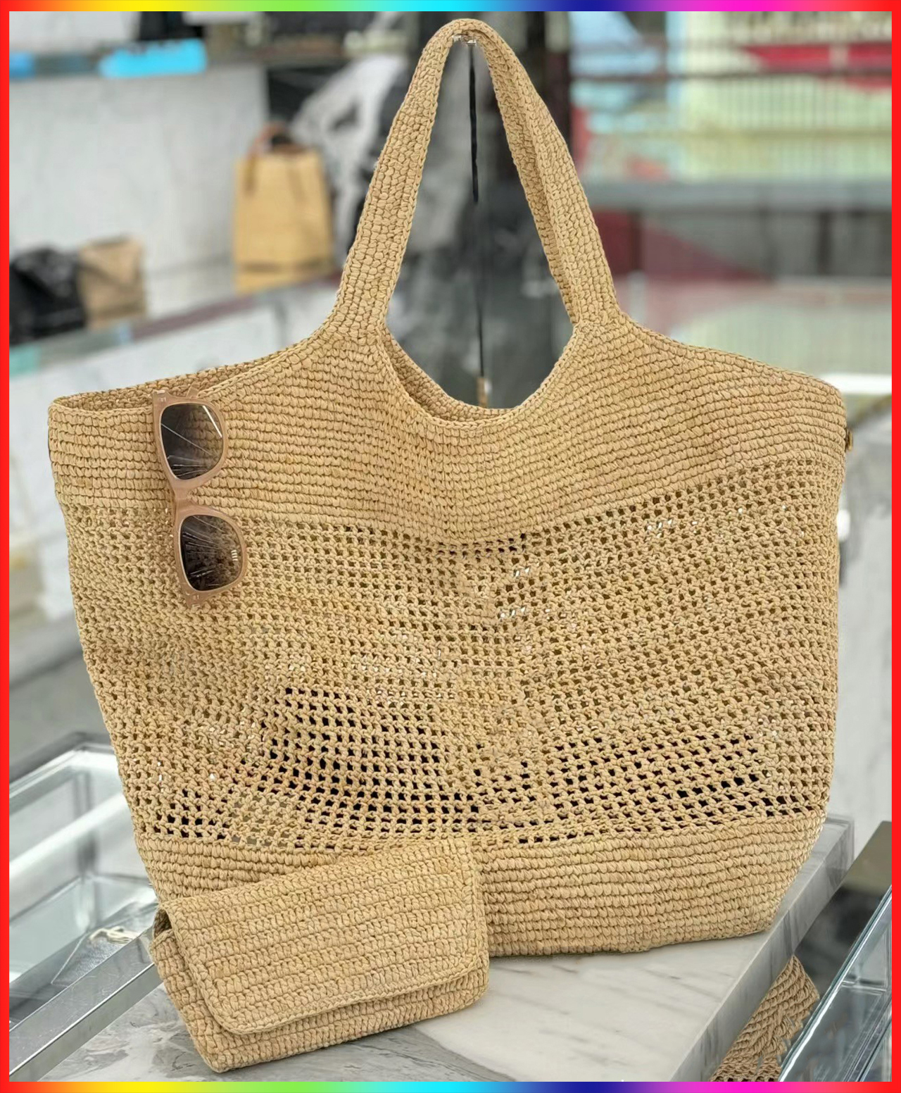 Icera Maxi Tote Bag Designer Bag Women Luxury Handbag Raffias Hand-Embroidered Straw Bag High Quality Beach Bag Large Capacity Totes Shopping Bag