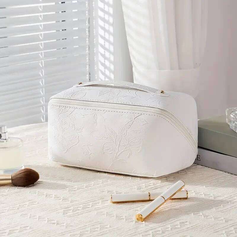 Vintage Flower Women Tote Cosmetic Fashion Portable Pillow Makeup Orgainzer Pouch Washbag Large Capacity Travel Zipper Bag Y260206