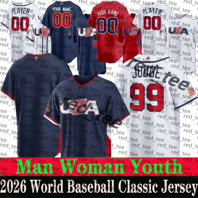 2026 World usa Baseball Classic Jersey Team USA Baseball Jersey Aaron Judge Tarik Skubal Mason Miller Logan Webb David Bednar Harper Mookie Zack Wheeler Jerseys