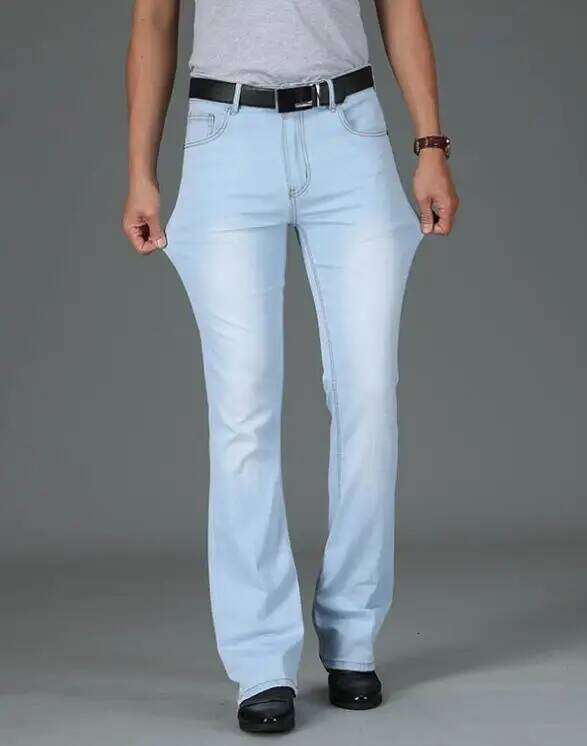 Mens Flared cut Boot Cut Men Leg Fit Classic Denim Flare Vintage Jeans Male Straight Pants X260207 - view 4