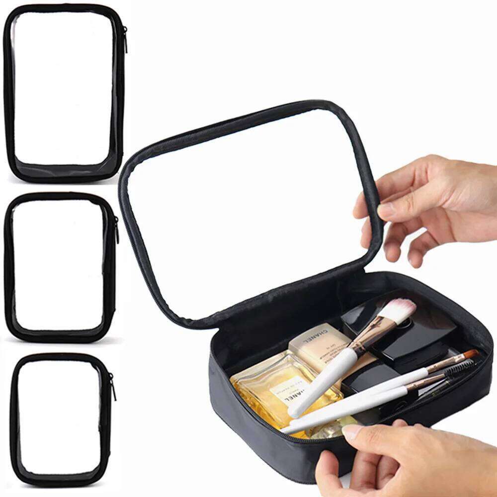 Clear Bag,Waterproof Women Carry on Makeup Bag, Toiletry Brush Organizer Pouch, PVC Travel Make Up Kit Bags Y260206