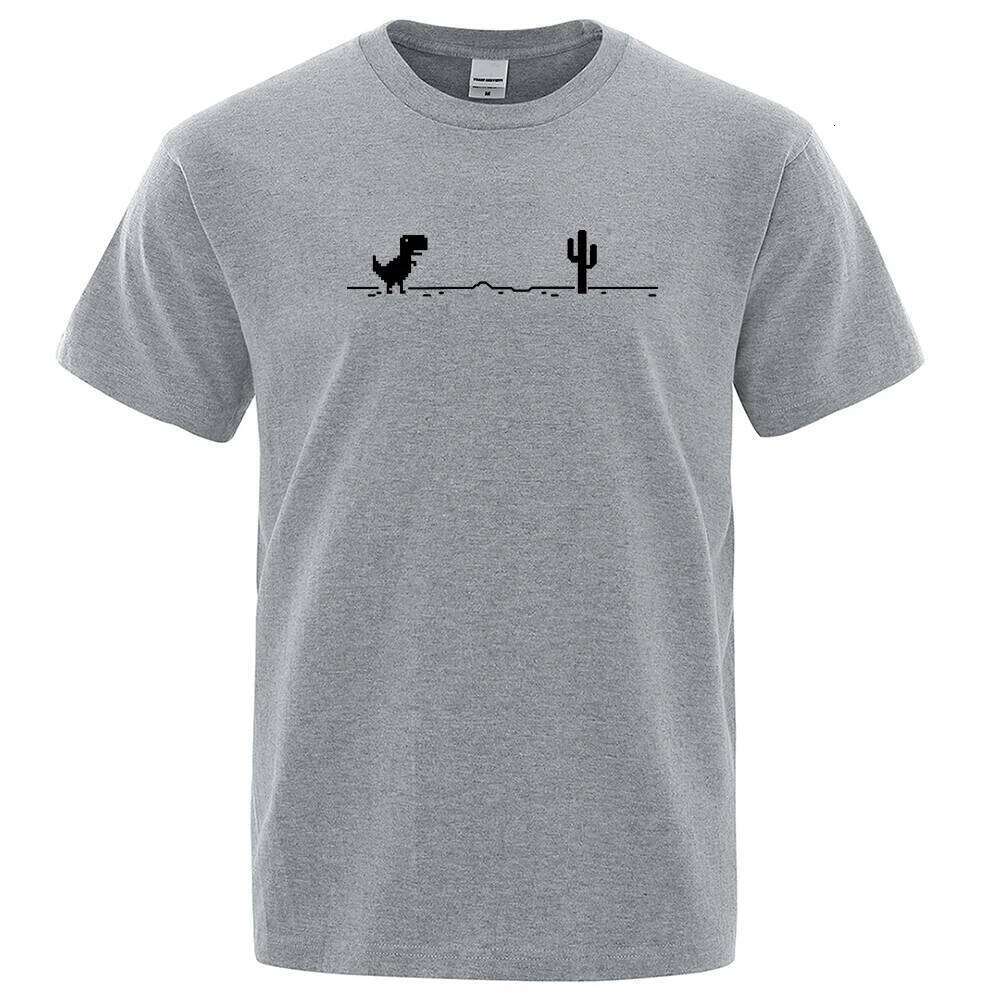Mens T-shirts Printed Dinosaur Cactus Funny Tops Summer Cotton T-shirt for Men Casual O-Neck Tee Shirts Streetwear Basic Top X260207