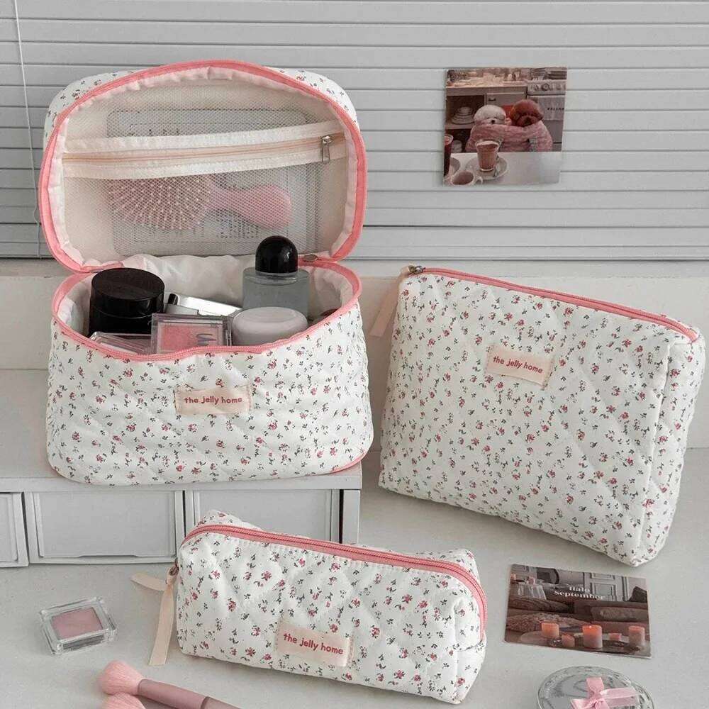 2025 Women Fashion Quilting Makeup Large Capacity 3 Types Cosmetic Storage Pouch Handbag Portable Ladies Zipper Clutch Bag Y260206