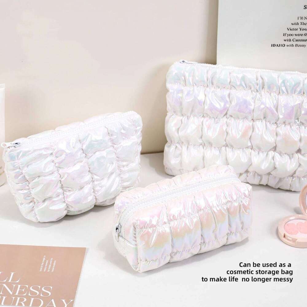 Pink Fashion Women Makeup Storage Handbag Travel Organizer Toiletry Cosmetic Pouch Bubble Grid Ladies Clutch Bag Y260206