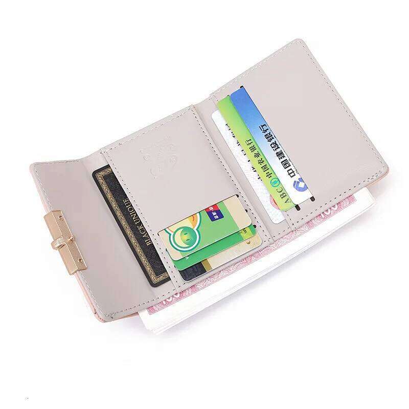 Women's Short PU Printed Buckle Student Coin Change Purse Ins ID Card Holder Y260206