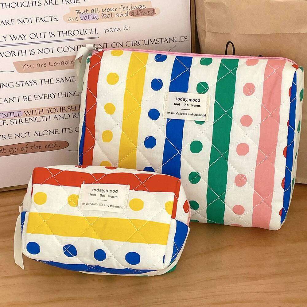Fashion Portable Women Rainbow Quilted Travel Tote Cosmetic Toilet Storage Bag Makeup Orgainzer Pouch Cute Handbag For Girls Y260206