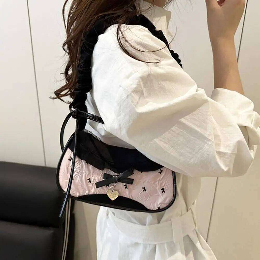 Fashion Pink Mini Handbags Harajuku Plaid Contrast Color Shoulder Crescent Bag For Women Girls Underarm Bags Y260205
