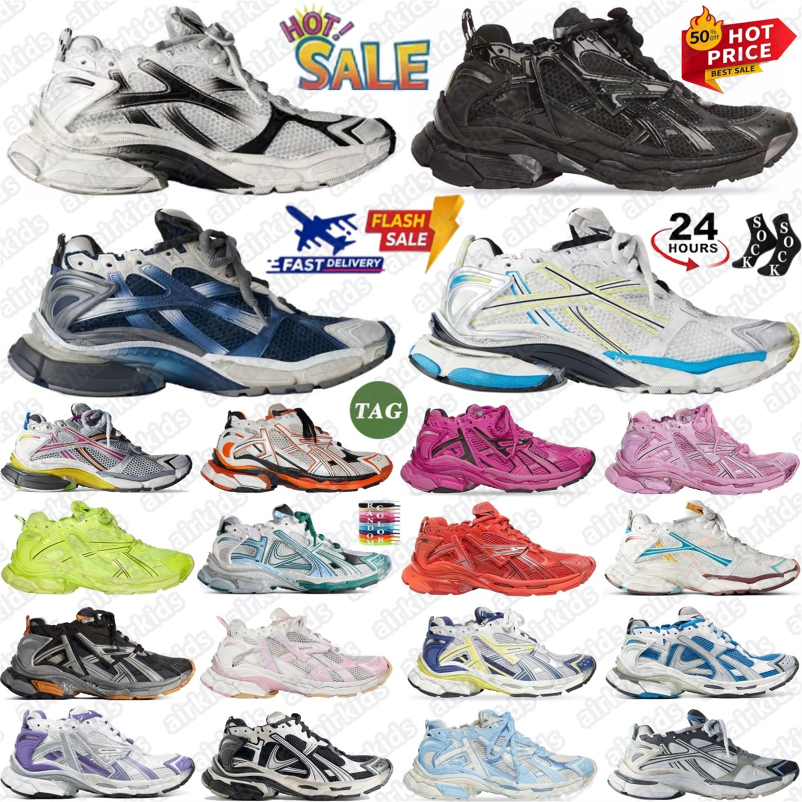 designer Runner 7.0 shoes sneakers Trainers runners 7 Graffiti Trainer women men Gradient multicolor leather free khaki Burgundy pink white blue neon yellow #8l6t#
