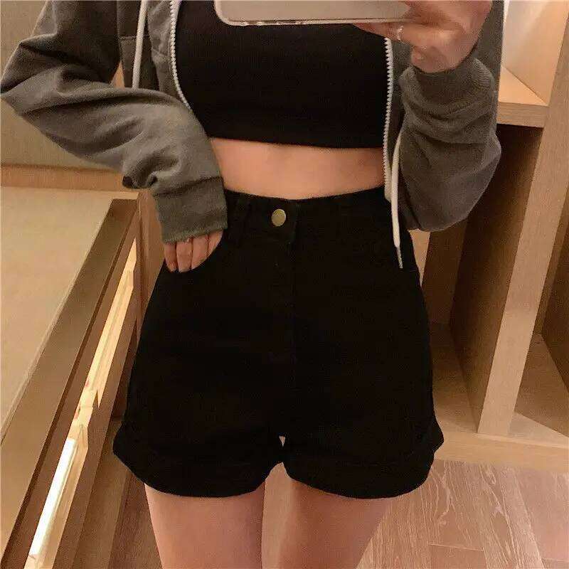 Short Jean Pants Woman Tight Boxer High Waist Skinny Denim Shorts for Women Booty Streetwear Kpop Elasticty Elegant Cheap Comfy XJ260206