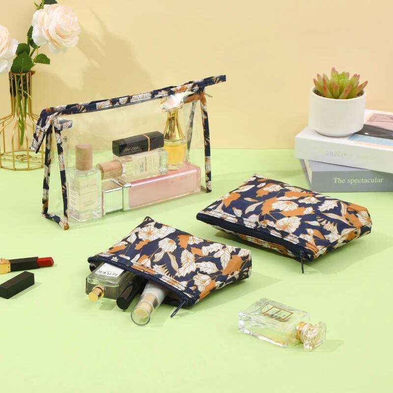 Fashionable PVC waterproof cosmetic Large capacity multifunctional toiletry Printed portable makeup storage bag Y260206