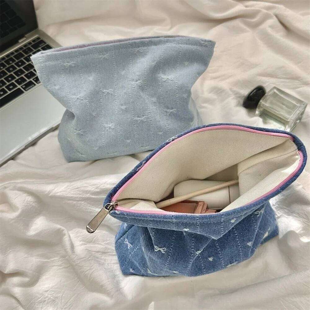 Korean Style Large bow stars print make up Zipper case Skin Care Products Cosmetics Storage Bags Travel Makeup Bag Y260206