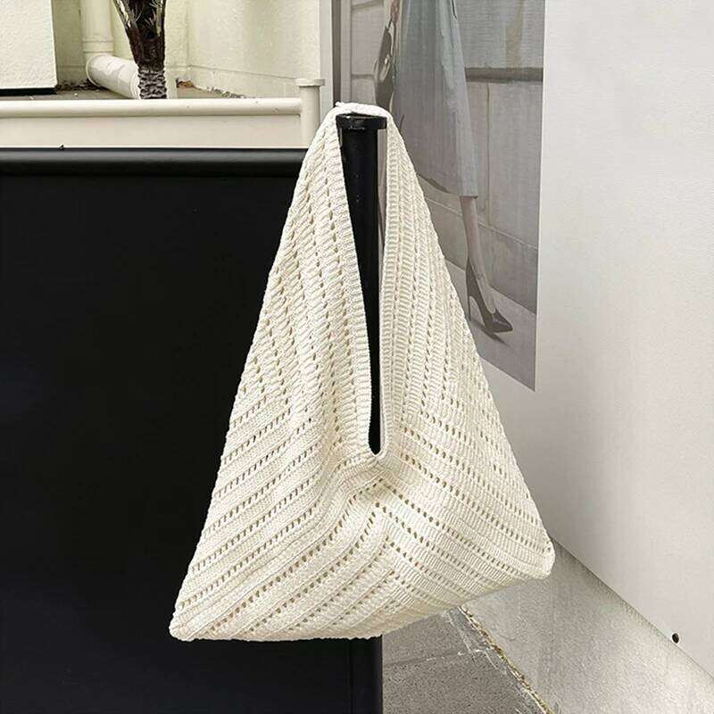 Women's Handmade Crochet Tote Large Capacity Knitted Trendy Summer Beach Shoulder Bag Designer Hollow out Handbag in Khaki Y260205