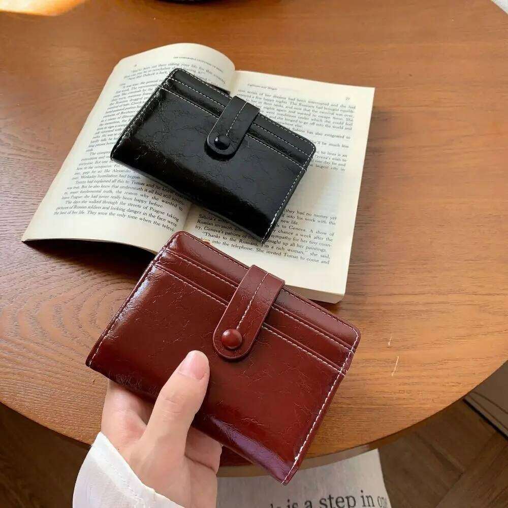 Small Retro Women's Zipper Card Holder Pu Short Wallet Ultra Thin Multi-function Coin Purse Student Y260206