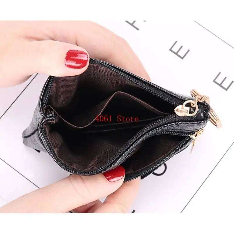 Portable PU Leather Card for Key Ring Wallet Small Coin Purse Zipper Y260206