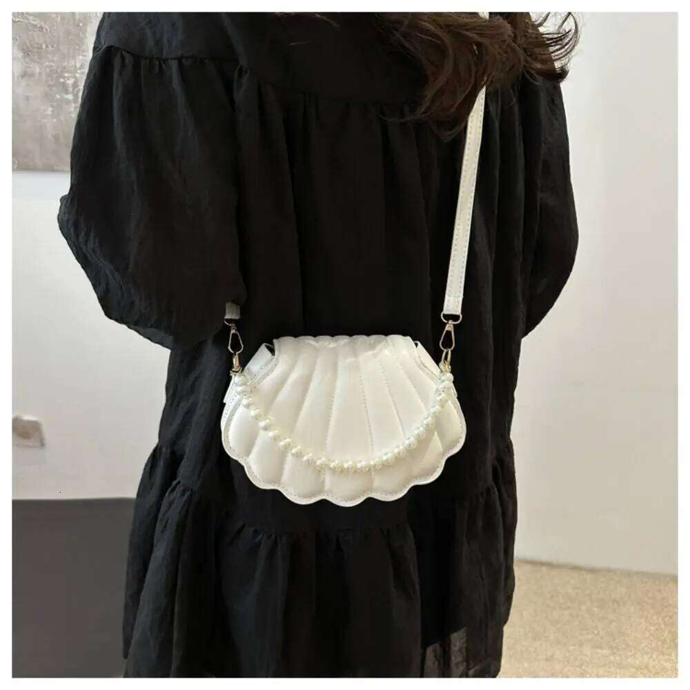 Durable Cute Shell Shoulder Minimalist with Pearls Design Crossbody Bag PU Leather Pearl Decorated Handbag for Women Girls Z260207 - view 3