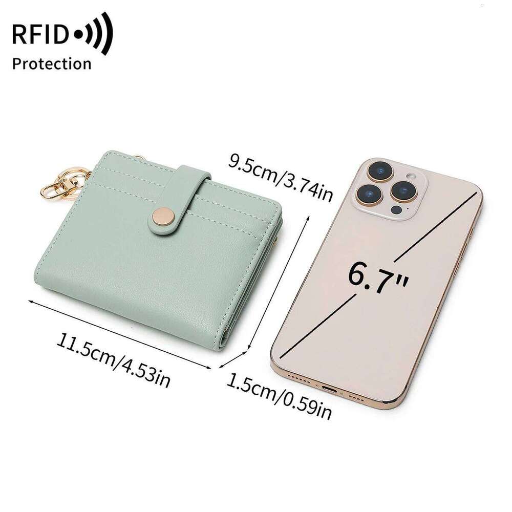 Ultra-Thin RFID Blocking Double Fold Credit Wallet for Women with Multiple Card Slots & Keychain, Functional Coin Purse Y260206