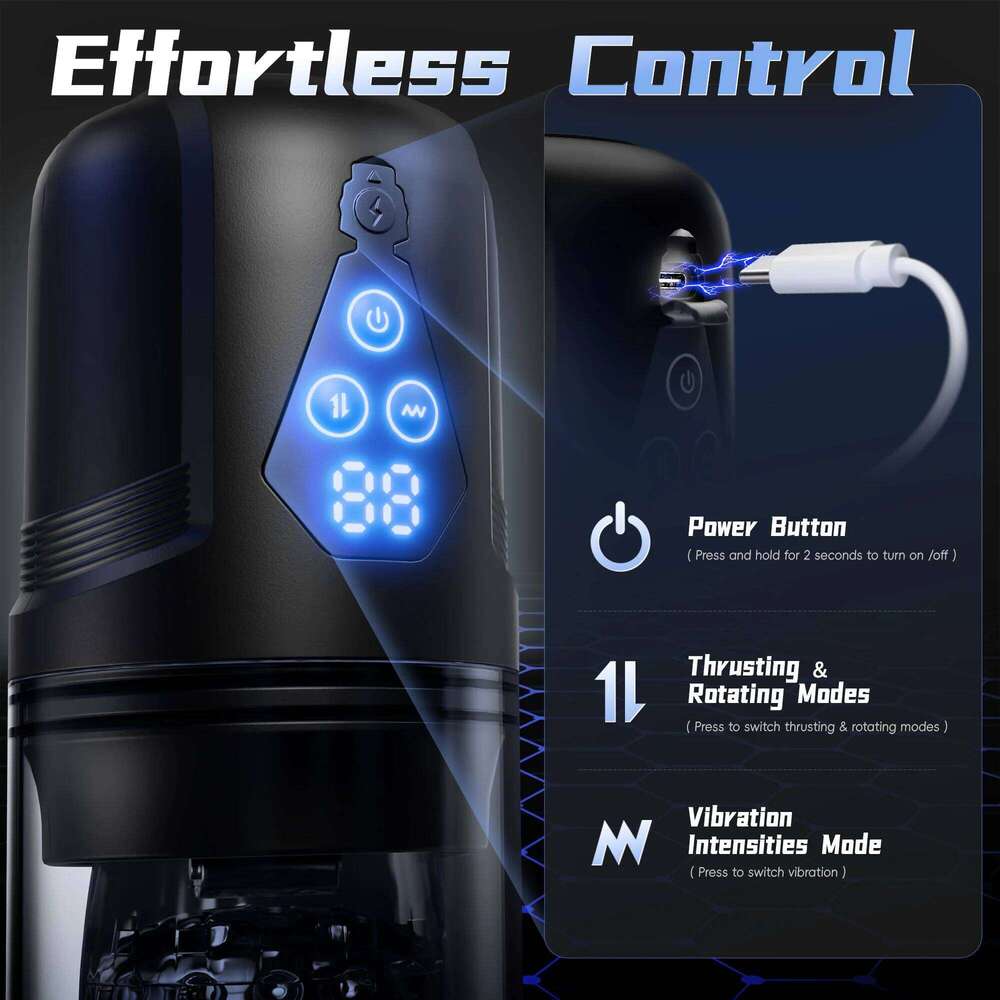 Upgrade 3 in 1 Masturbator Sex Toy with App Control Realistic Blowjob Machine 9 Thrusting Rotating & Vibrating Male Stroker 26H0207