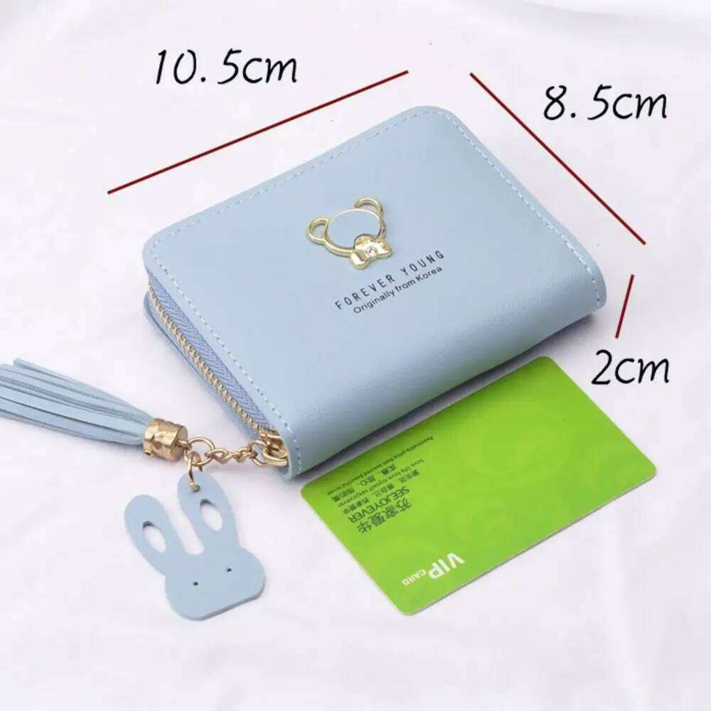 Short PU Leather Zipper Wallet Tassel Pendant Coin Purse Money Bag Panda Credit Card Holoder Women Girls Y260206