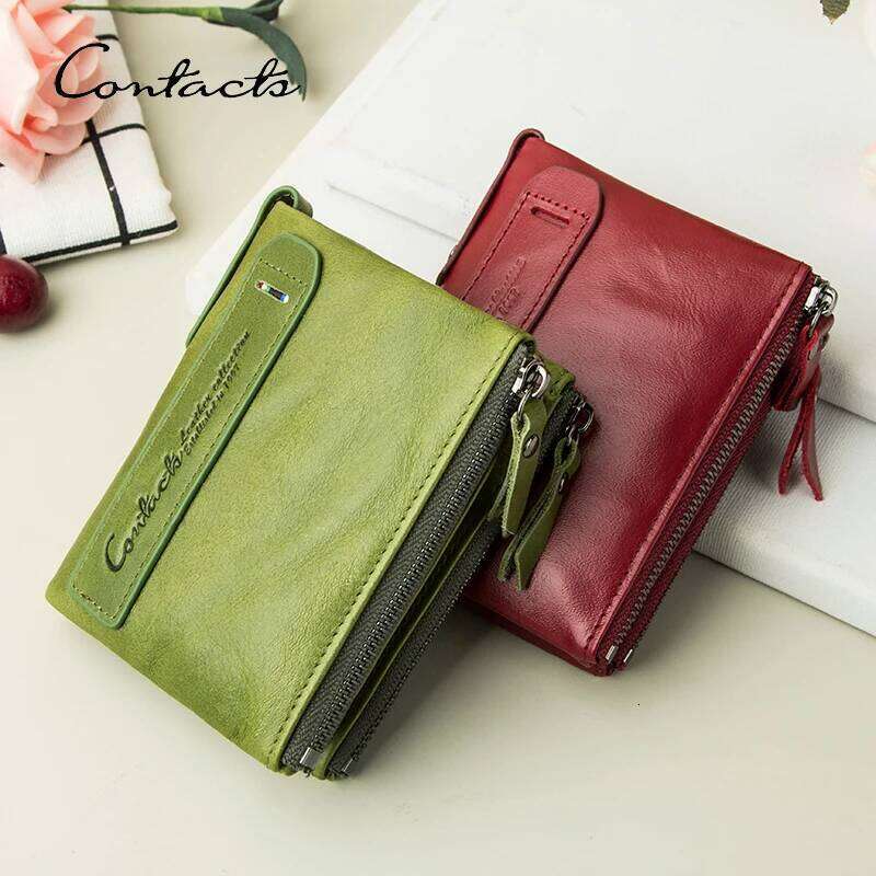 CONTACT'S Genuine Fashion for Woman Bifold Short Purses Credit Card Holder Wallets Leather Coin Purse Money Clip Y260206
