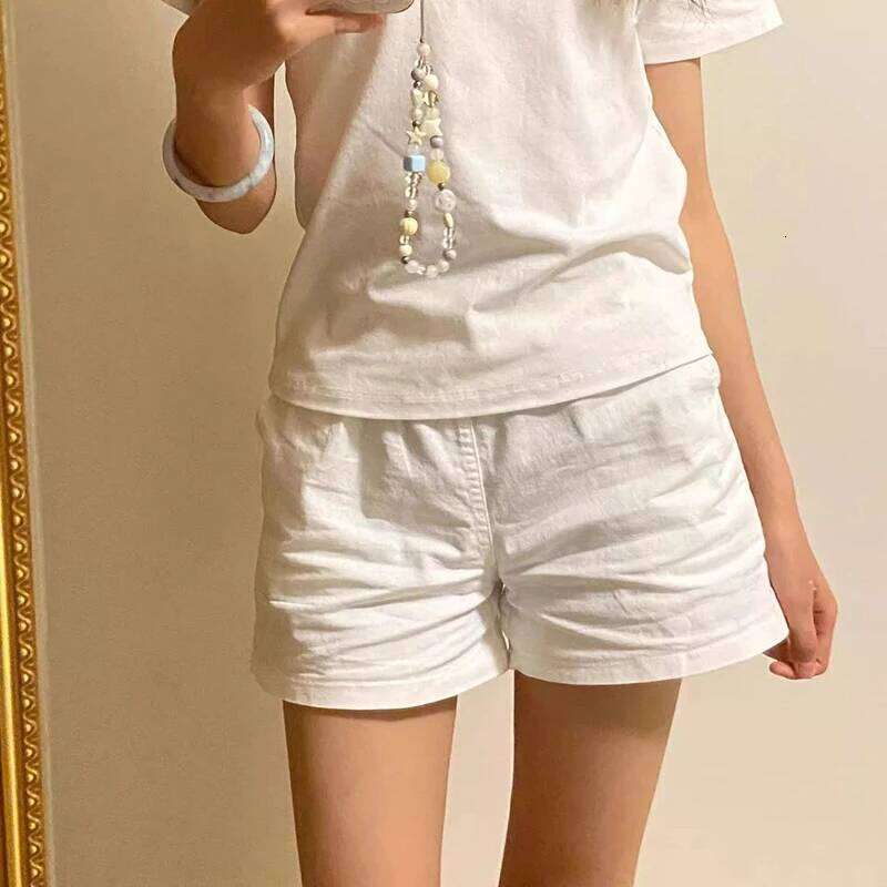 High Waist Cotton Women Summer Korean Loose Casual Wide Leg Female Fashion Simple Pure All Match Jogging Shorts XJ260206