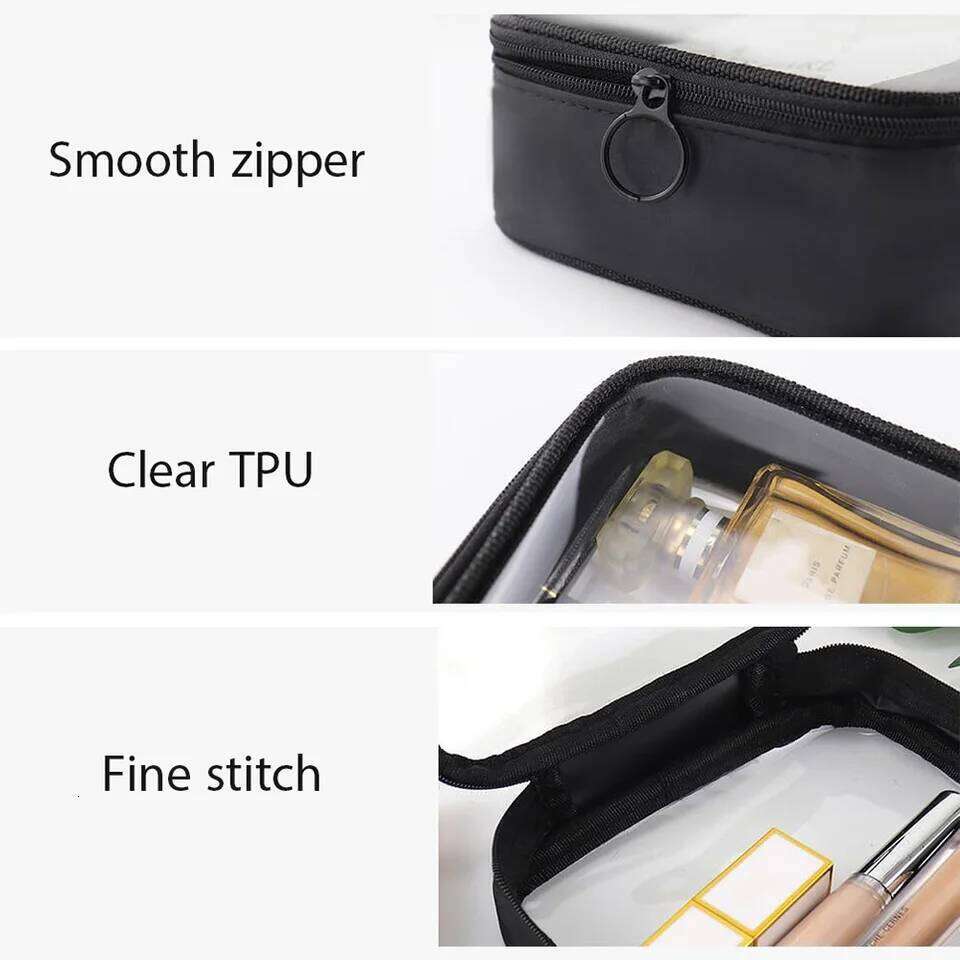 Clear Bag,Waterproof Women Carry on Makeup Bag, Toiletry Brush Organizer Pouch, PVC Travel Make Up Kit Bags Y260206