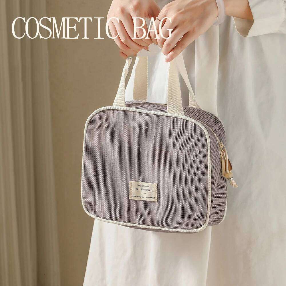 Mesh Clear Tote Makeup Storage Pillow Toiletry Cosmetic Washbag Pouch Large Capacity Portable Women Organizer Clutch Bag Y260206