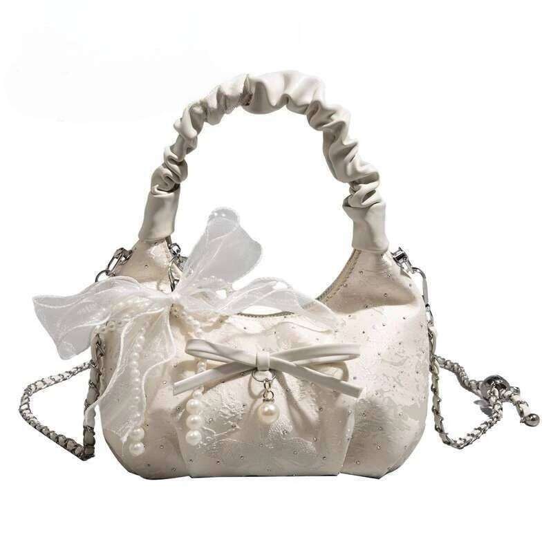 Bow Chain Handbag Fashionable Folds New Niche Design Messenger Versatile Bag Exquisite Simple Leisure Personality Fashion Y260205