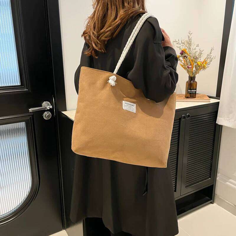 Suede Shoulder Eco Shopping Student Bookbag Casual Handbag Travel Cosmetics Key Mobile Phone Tablet Computer Tote Bag Y260205