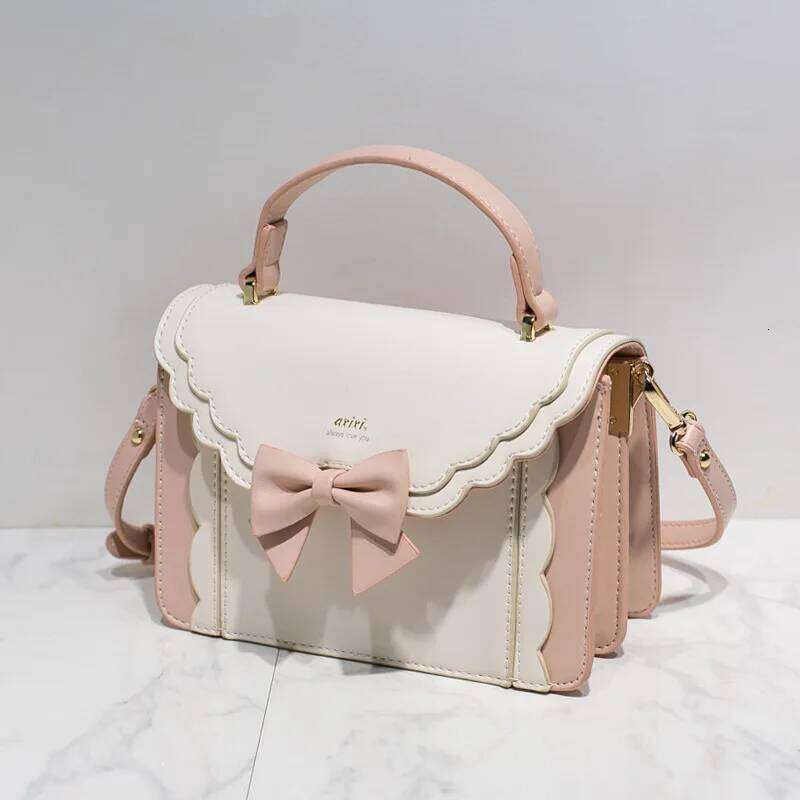 JIAERDI Lolita Bow Square Messenger Women Harajuku Handle Uniform Pink Hand Bag Female Sweeet Jk Crossbody Bags Aesthetic Y260205
