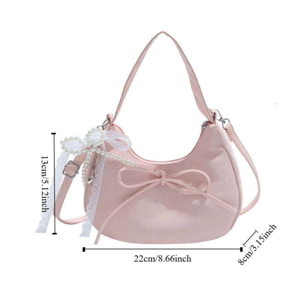 Large Capacity Bow Shoulder Solid Color Korean PU Hobo Bag Fashion Design French Style Handbag Girls/Female Y260205