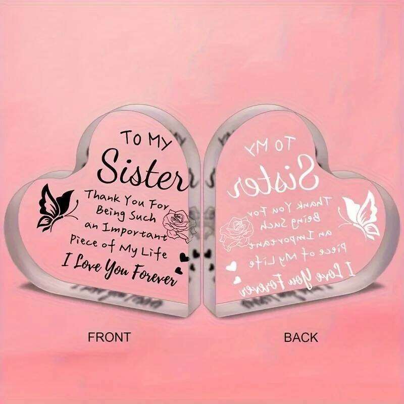 Charming Acrylic Heart-Shaped Sister Ornament - Perfect Gift For Birthdays, Christmas & Valentine'S Day No Power Needed | S260204