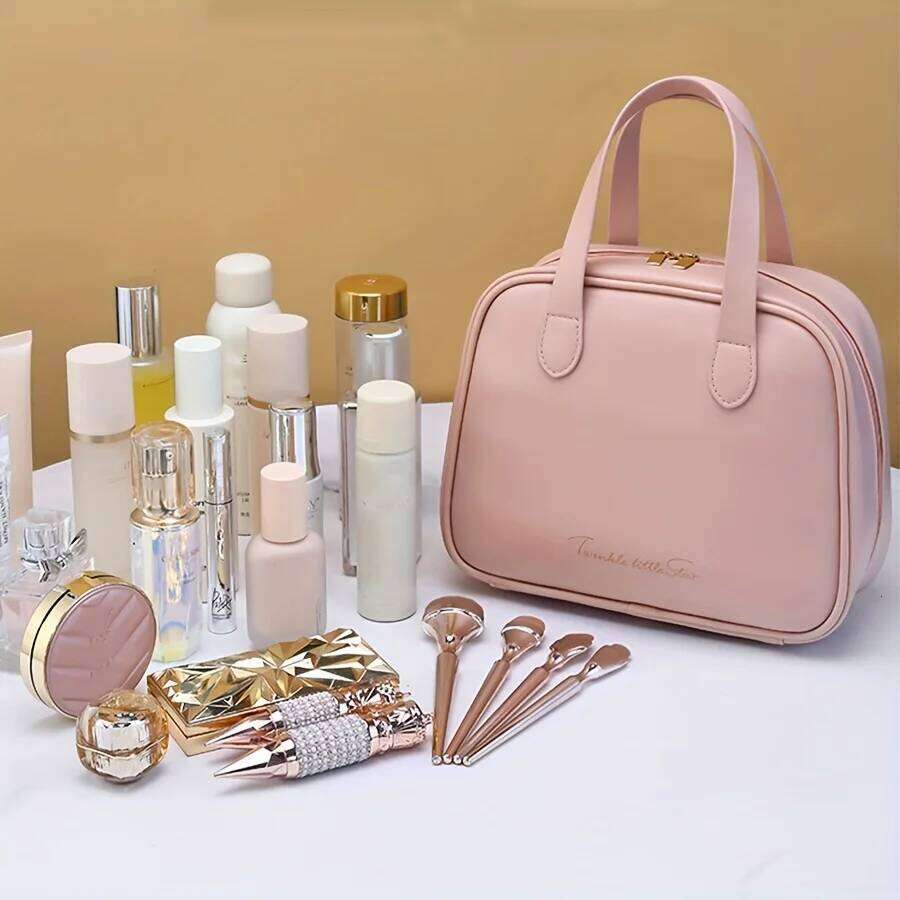 PU Handheld Makeup with Large Capacity, Fashionable and High Beauty, Divided Storage, Travel Storage Bag Y260206