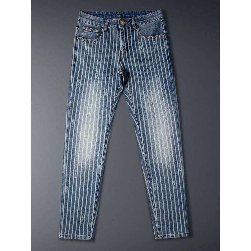 Autumn and Spring Fashion American Vintage Straight-leg Striped Jeans Men's Casual Comfortable Sports High-quality Denim Pants X260207