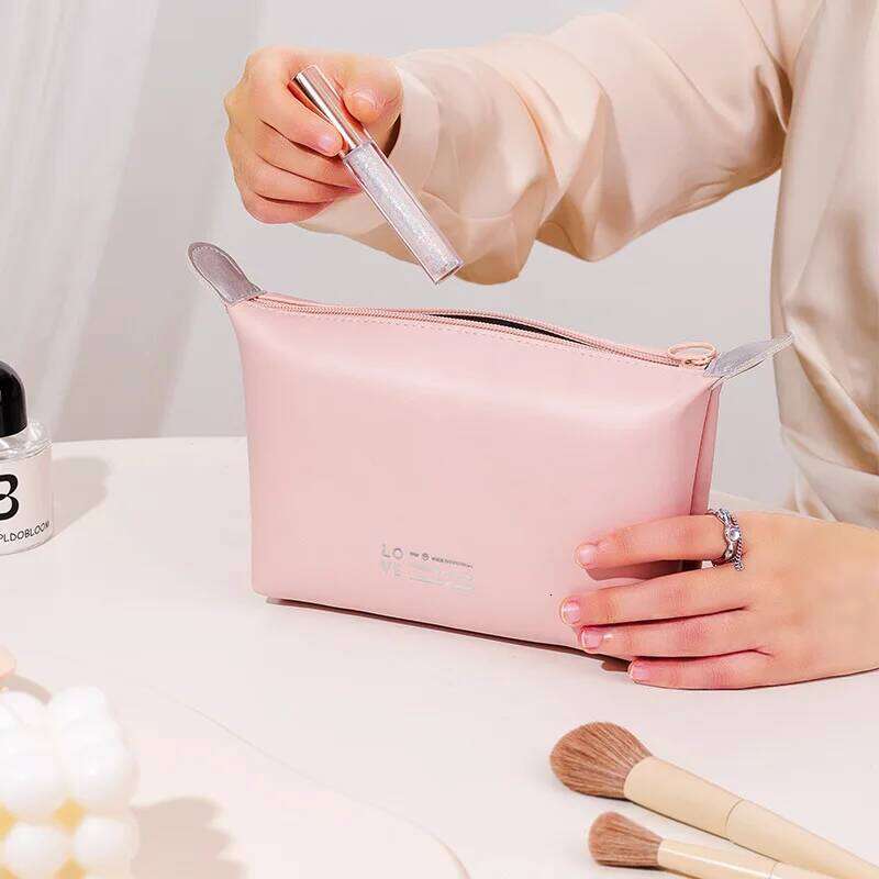 Fashion PU cosmetic Large capacity travel grooming Cosmetics storage Waterproof internet celebrity makeup bag Y260206