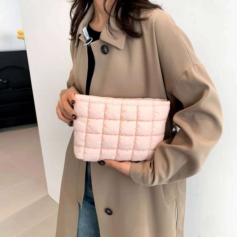 Fashion Women Cosmetic Quilted Handbag Square Portable Makeup Storage Bags Simple Girl Lipstick Toiletry Small Clutch Bag Y260206