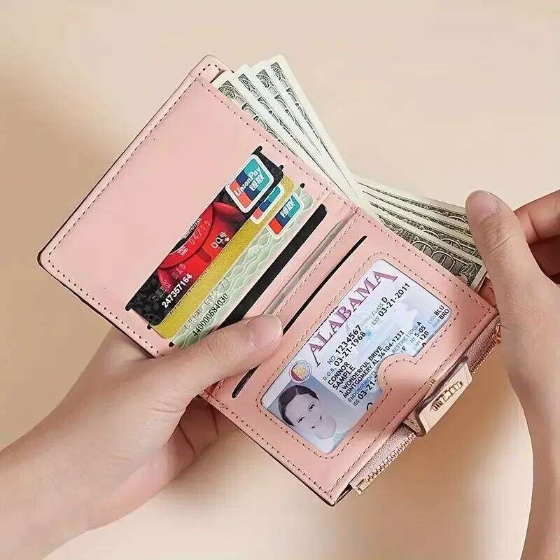 Short PU Leather Thin INS Multi Coin Purse Small Flowers Card Bag Hasp Zipper Wallet for Women Girl Y260206