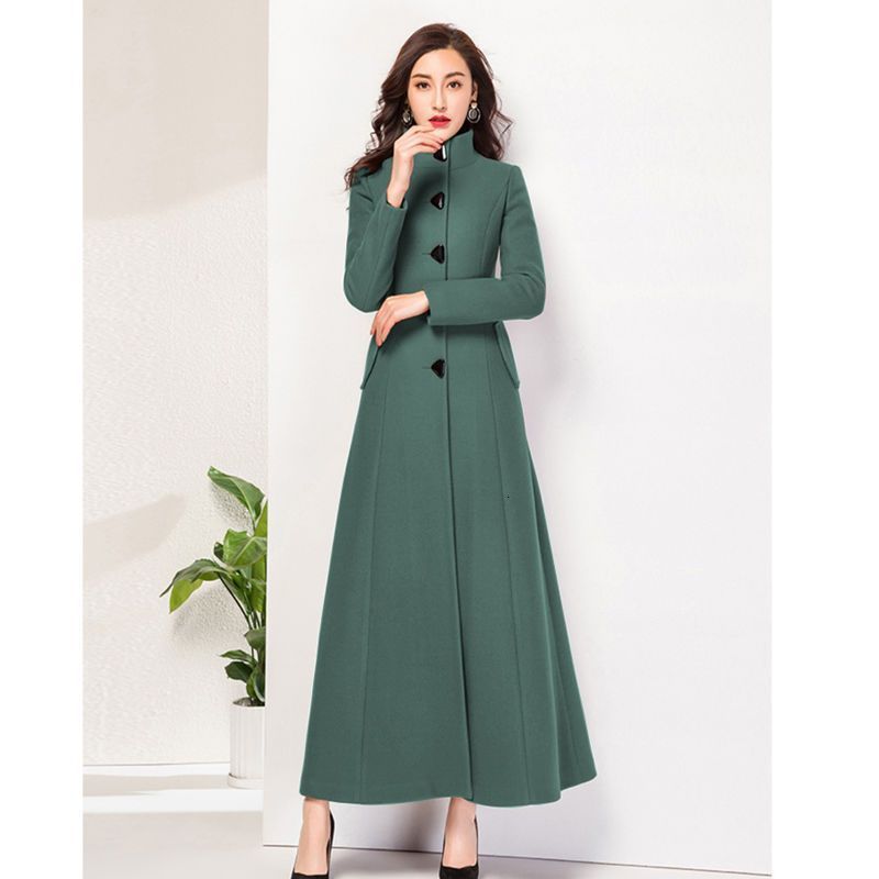 autumn and winter slimfit standcollar woolen coat for women long style slimming thickened elegant woolen overcoat 241104