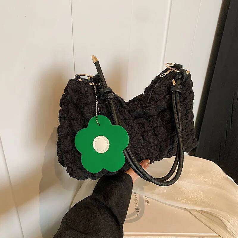 Fashionable Handbag Shoulder Bag with Pendant, Solid Color Knotted Strap Women's Bag, Large Capacity Stylish Cross Body Bags Y260205