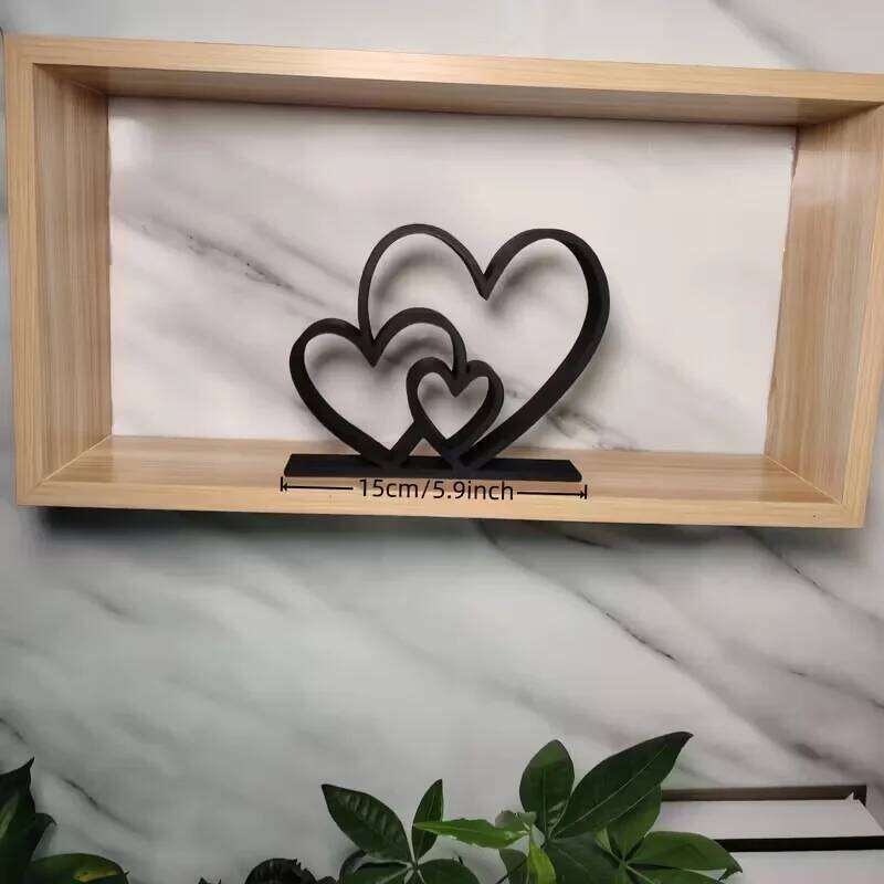Heart-to-Heart Statue - Black White Love Ornament, Desk & Bookshelf Decor, Valentines Gift, Home Decoration S260204