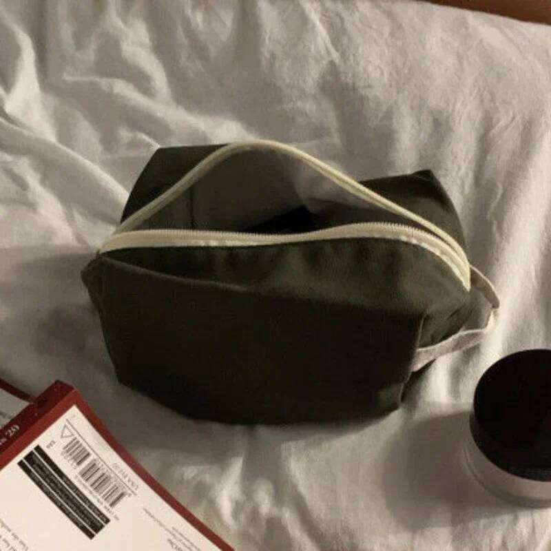 Fashion Korean Style Women Cosmetic Travel Organizer Storage Bag Canvas Make Up Case Small Large Tote Makeup Kit Pouch Y260206