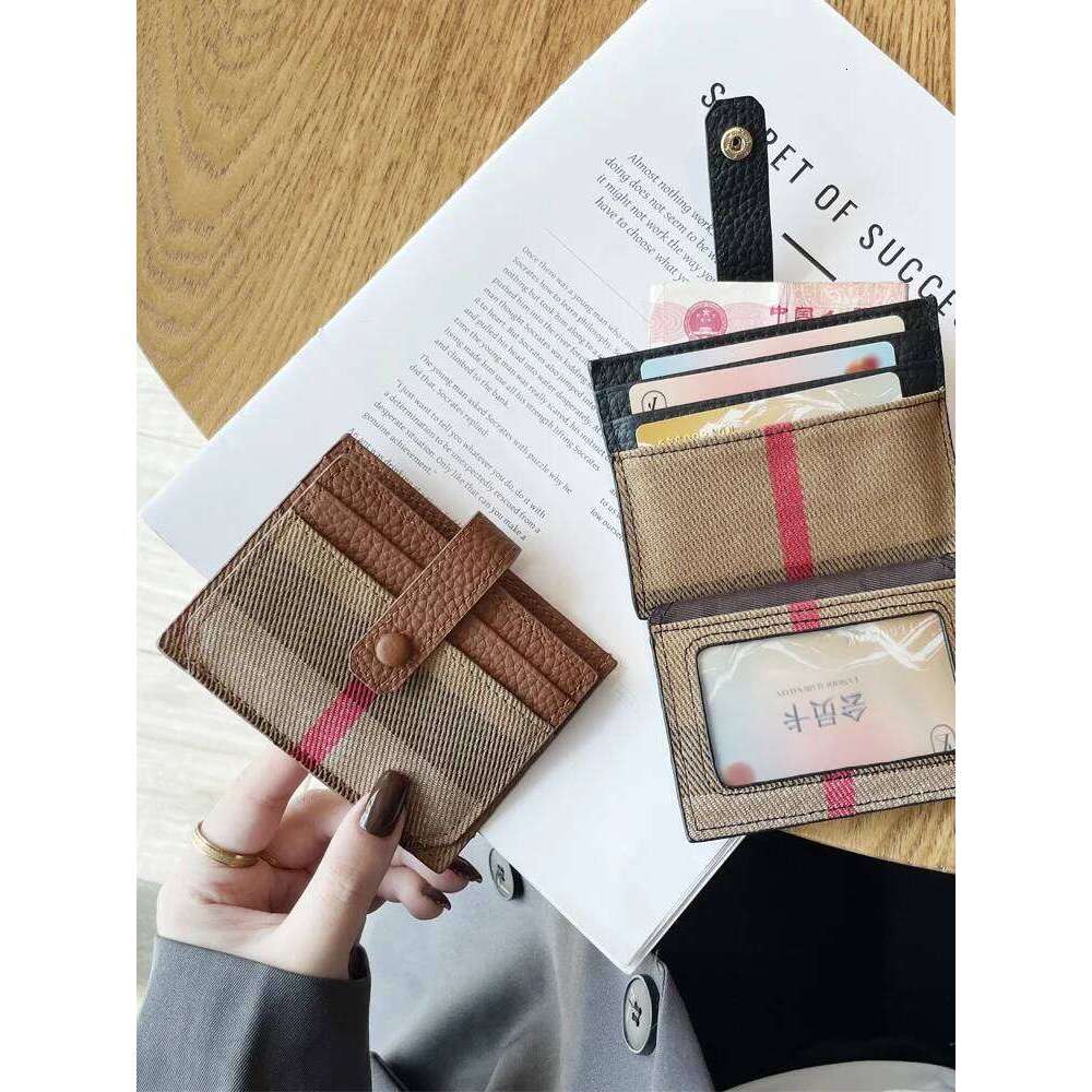 Genuine Leather slim card holder women multi-slot wallet ID case minimalist license organizer Y260206